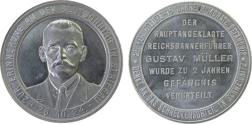 Weimarer Republik Medaille 1924 Aluminium Gustav Müller Erinnerung an