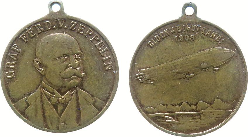 Luftfahrt Medaille Bronze Zeppelin Ferdinand Graf Von Auf Seinen