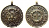 Vatikan tragbare Verdienstmedaille Bronzeguß Meriti di Presenza - Kreuz im Kranz / Taube (?) mit P B M V, ca. 47 MM