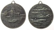 Italien tragbare Medaille Bronze versilbert Sirmione - Gardasee, Skaligerkastell / Rennboote auf dem See, ca. 27,5 MM