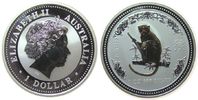 Australien 1 Dollar Ag Elisabeth II, Jahr des Affen, teilvergoldet