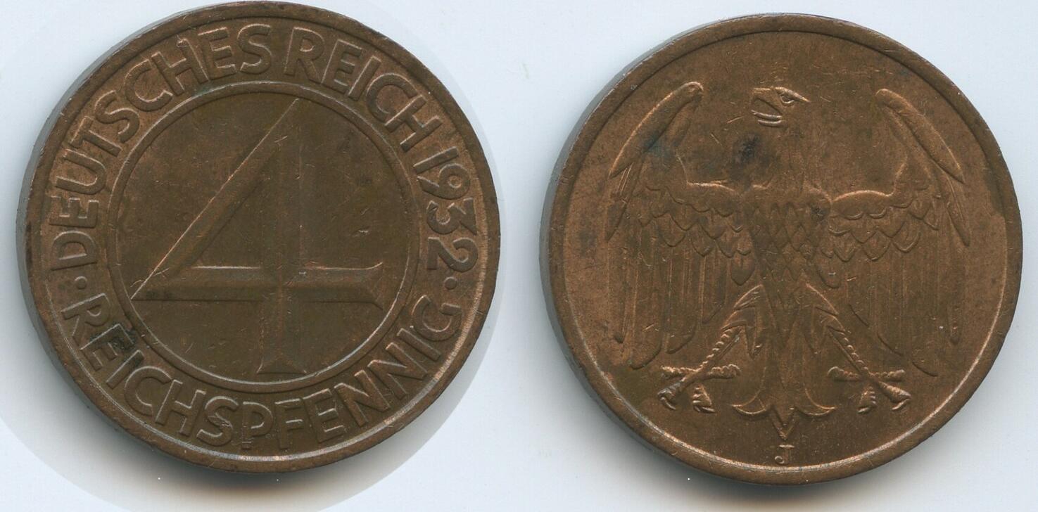 Deutsches Reich Weimar Reichspfennig J Hamburg G Rar