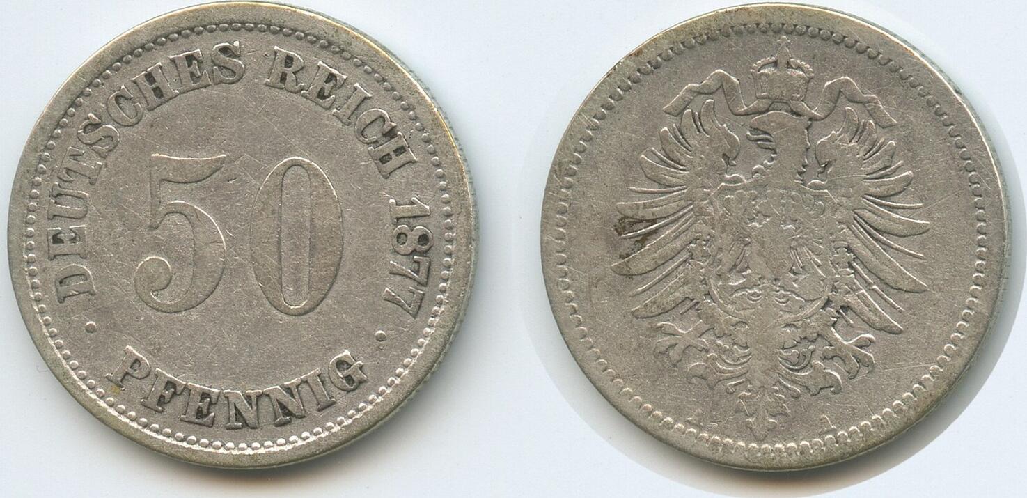 Deutsches Reich Kaiserreich 50 Pfennig 1877 A Berlin G10923 Wilhelm I