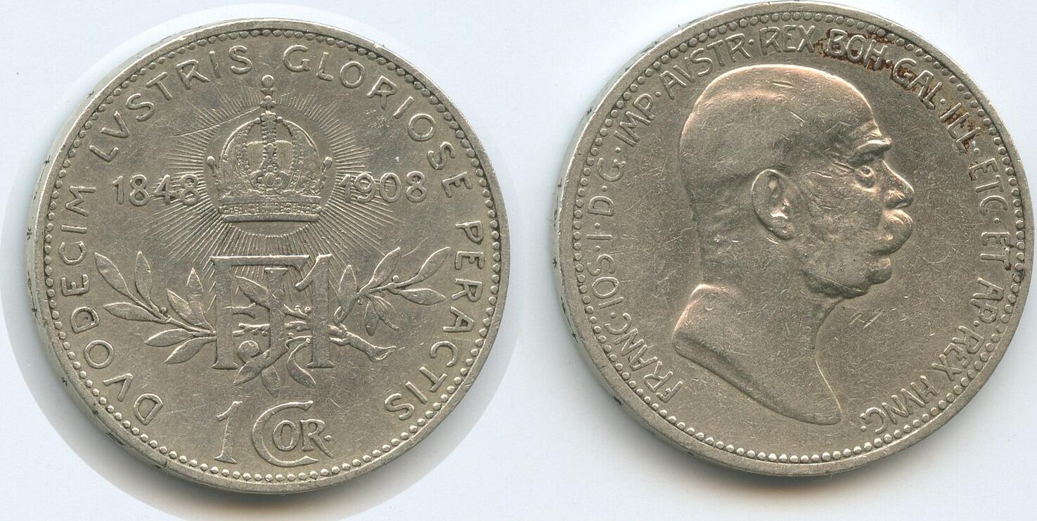 Österreich Kaiserreich 1 Krone Corona 1908 G5725 Kaiser Franz Joseph