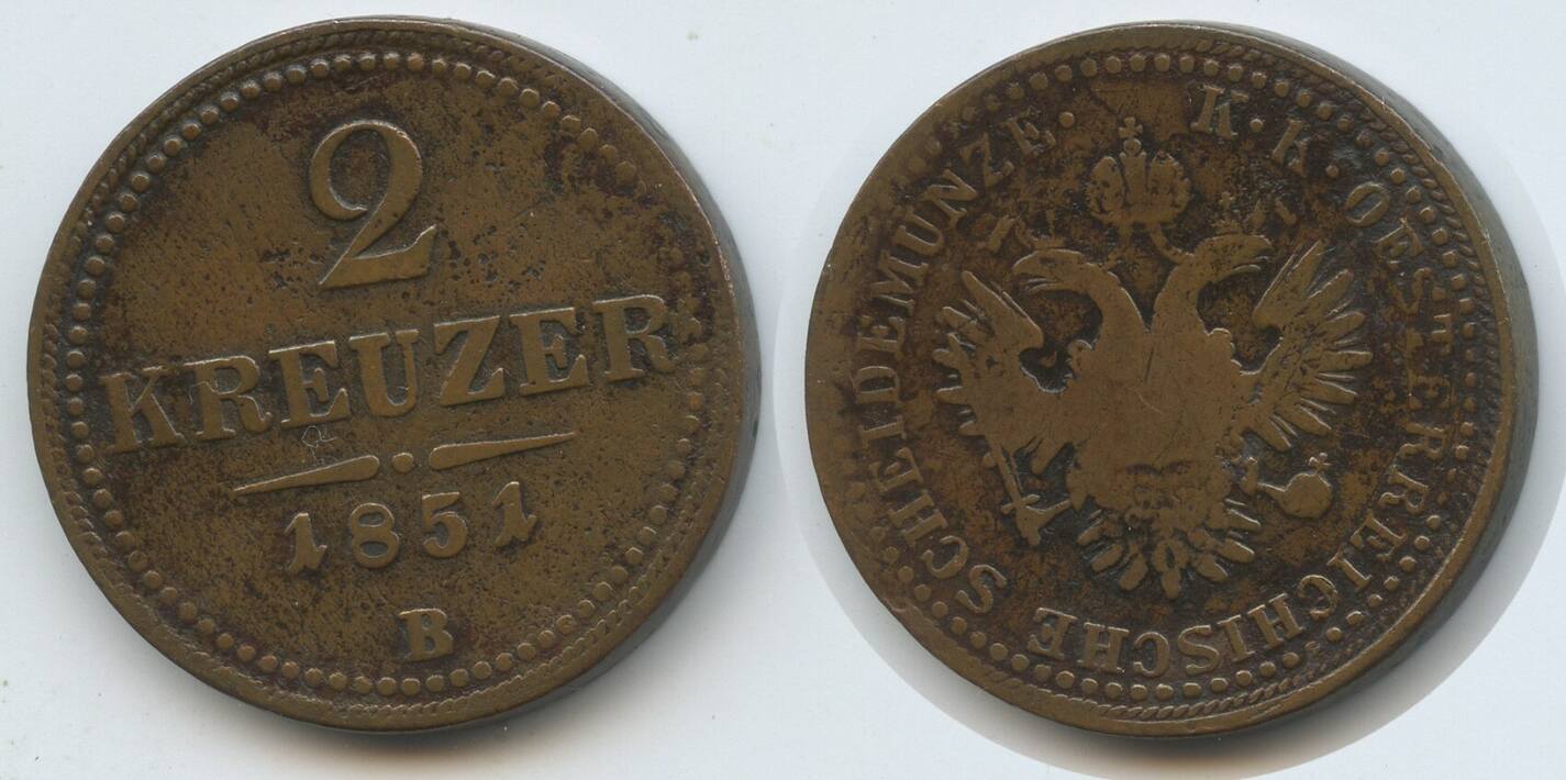 Österreich Ungarn Kremnitz 2 Kreuzer 1851 B Kremnitz G5370 Franz