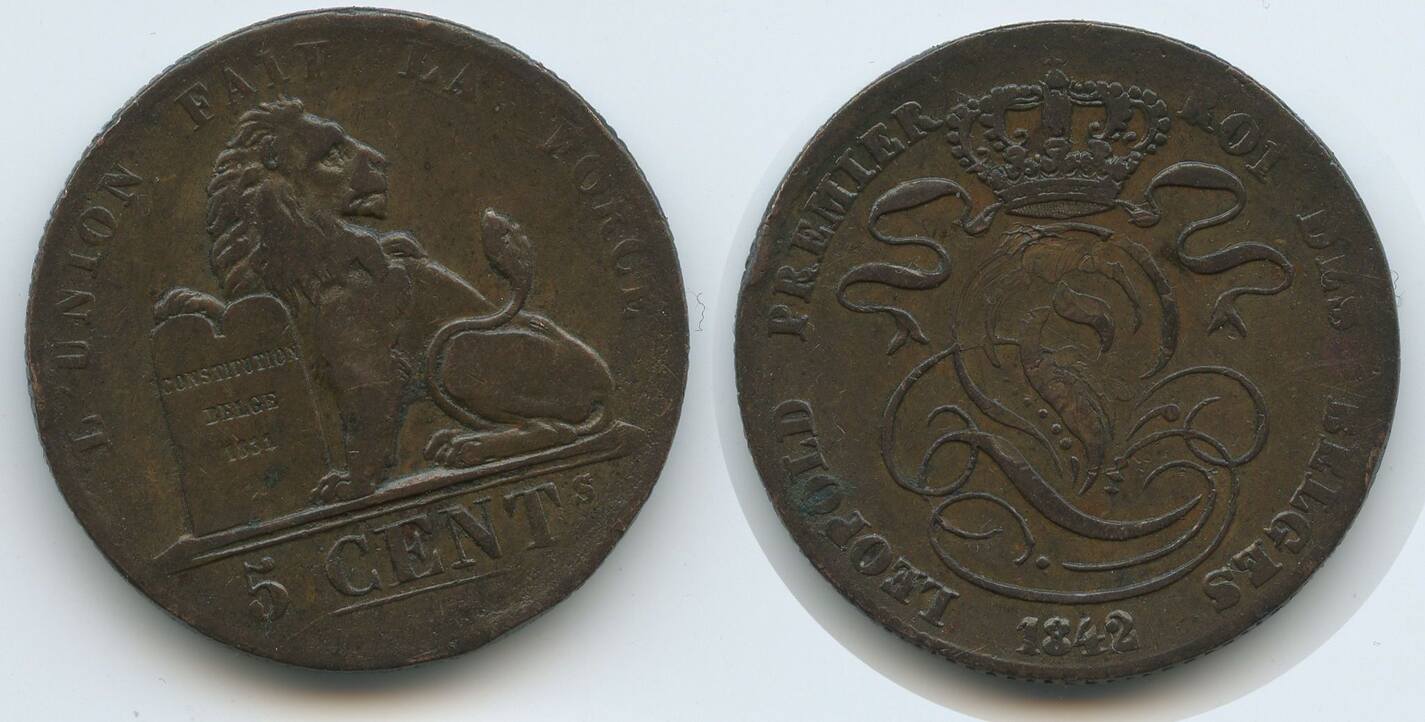 Belgien 5 Centimes 1842 G9003 Des Belges Leopold I 1831 1865 Belgium