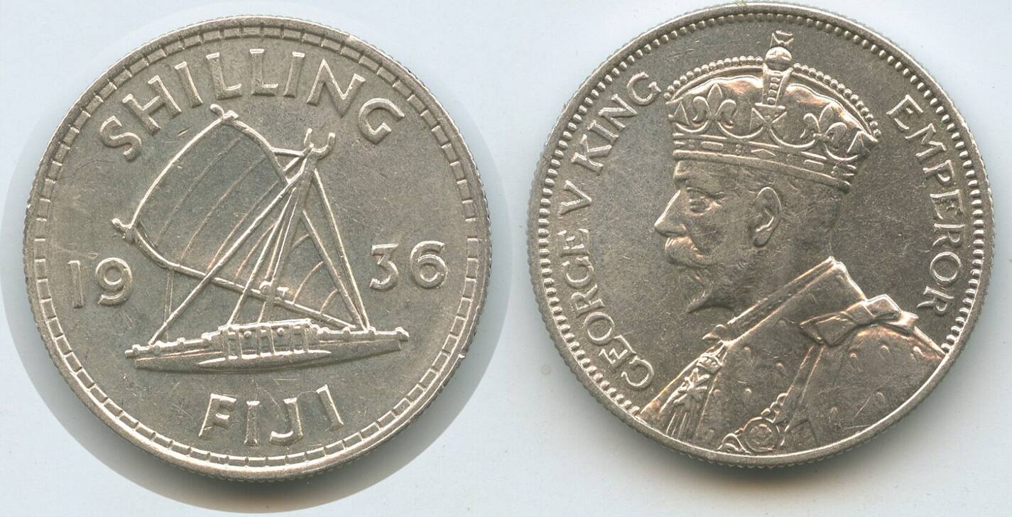 Fidschi One Shilling Silber G King Georg V Fiji