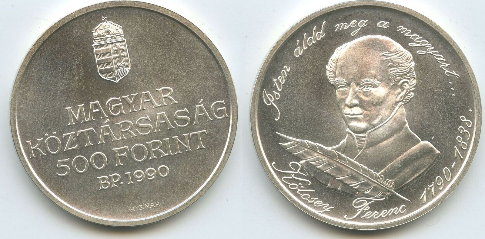 Ungarn Magyar Köztársaság 500 Forint Silber 1990 BP GS1019 200th