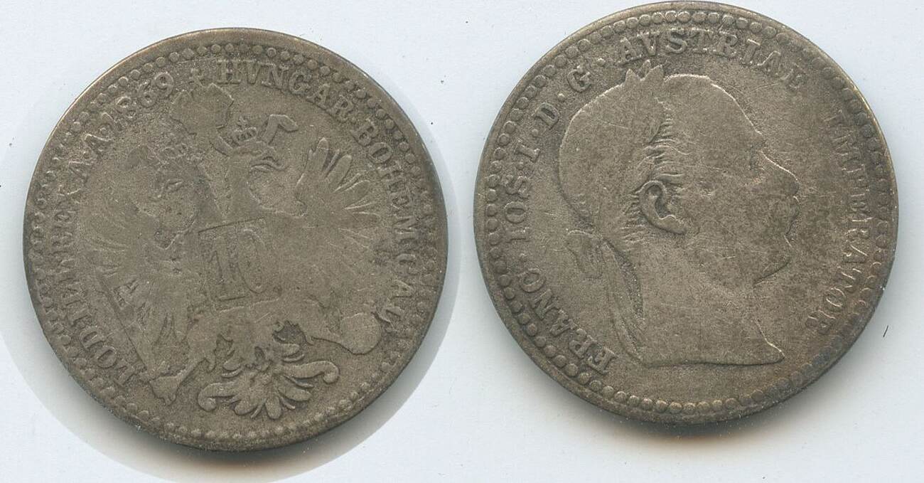 Österreich Kaiserreich 10 Kreuzer Silber 1869 Wien H1386 Franz Joseph