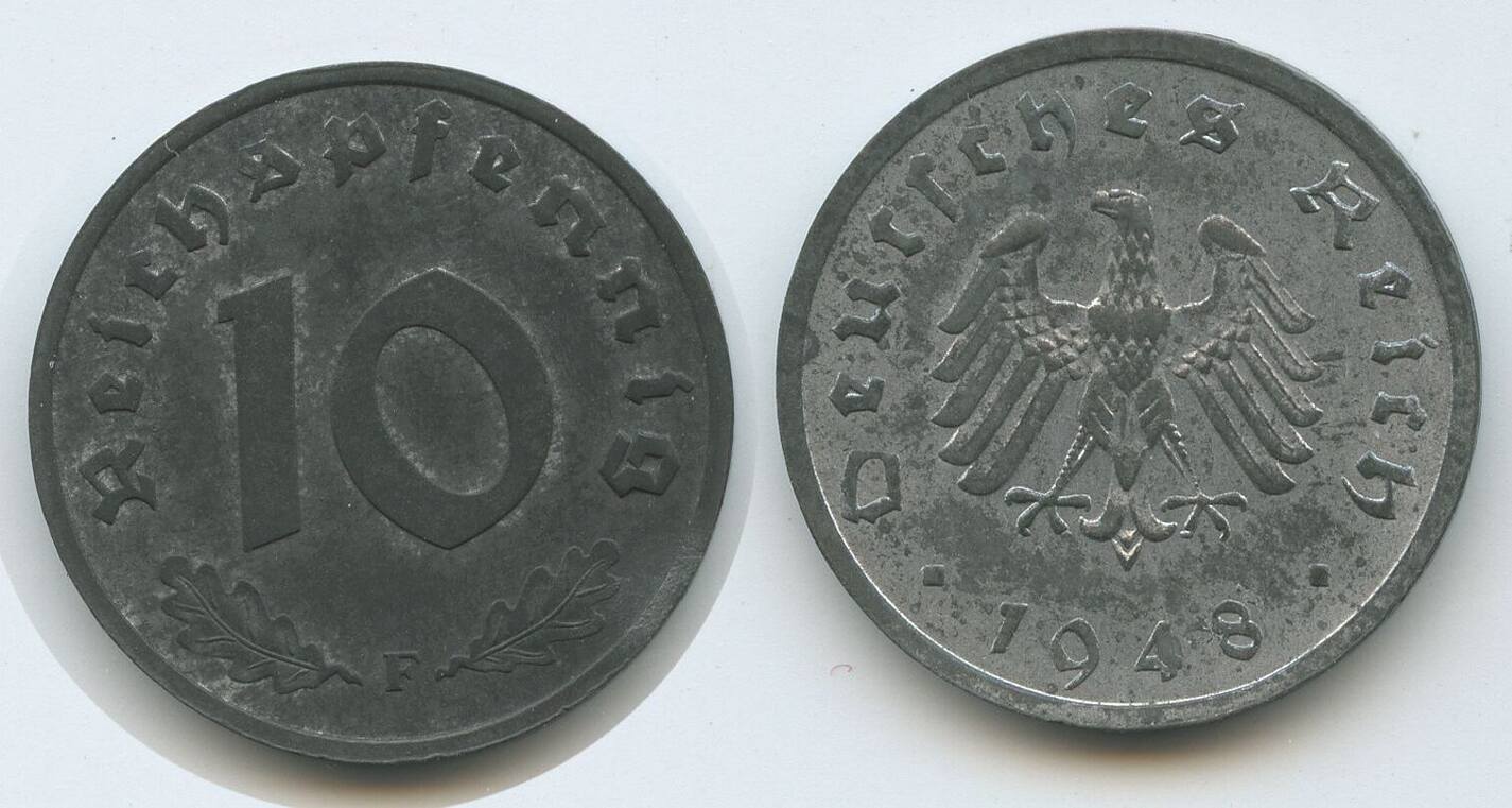 Deutschland Alliierte Besatzung Reichspfennig F Stuttgart S