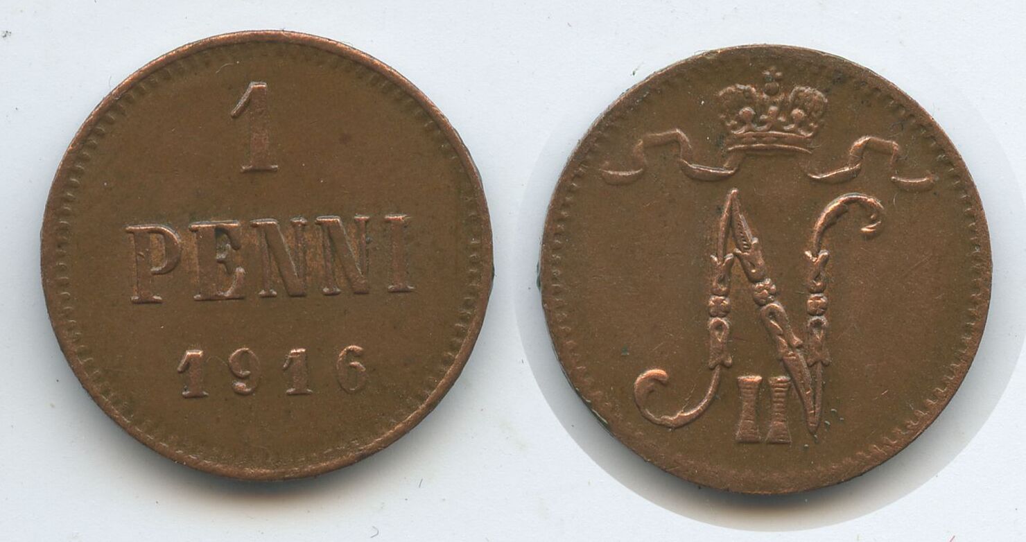 Finnland 1 Penni 1916 G9743 Finland Zar Nikolaus II 1894 1917 Von