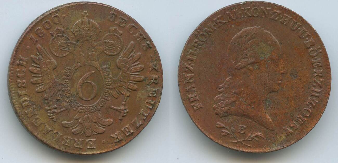 RDR Österreich Ungarn 6 Kreuzer 1800 B Kremnitz G5402 Franz II 1792