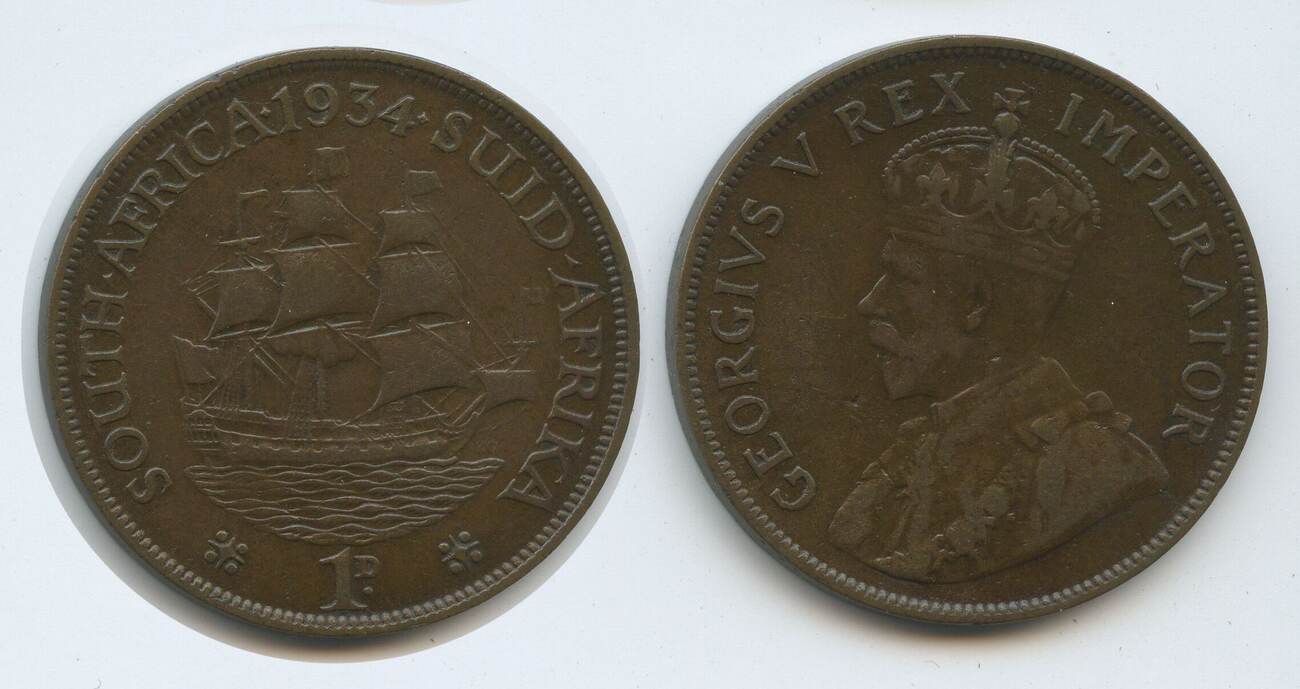 Südafrika 1 Penny One Penny 1934 G9514 Ship Dromedaris King