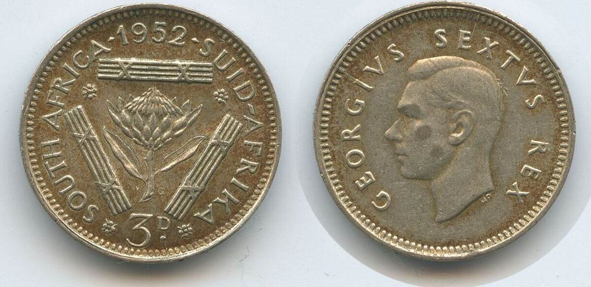 Südafrika 3 Pence Silber 1952 H1461 George VI 1936 1952 South Africa