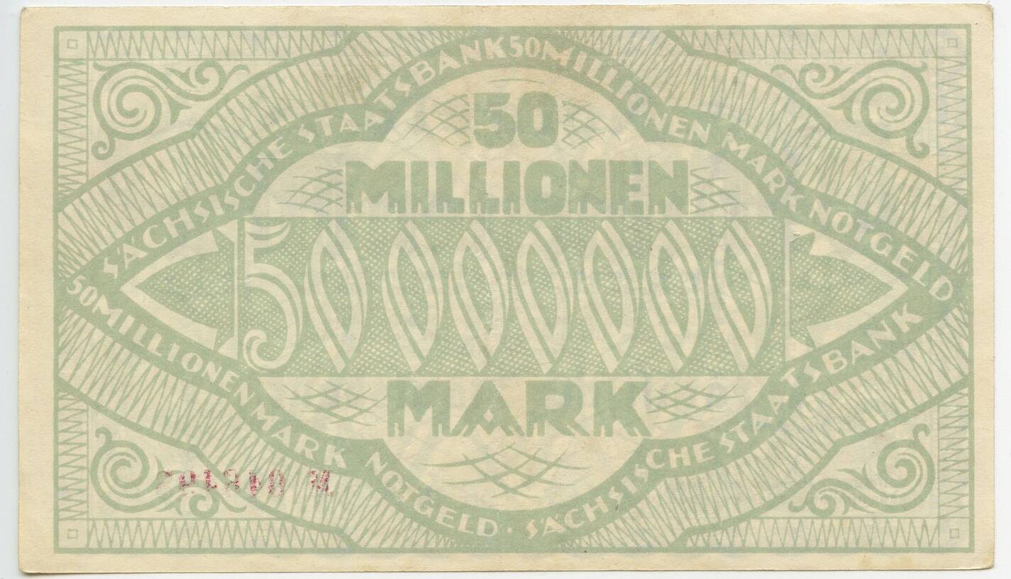 Deutsches Reich Weimar Sachsen Million Mark Banknote