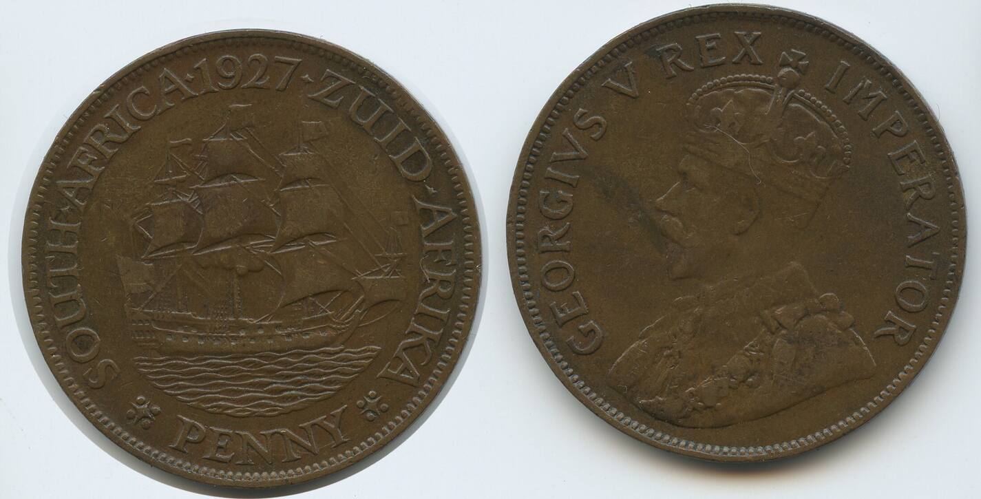 Südafrika 1 Penny 1927 G9388 Ship Dromedaris King George V 1910