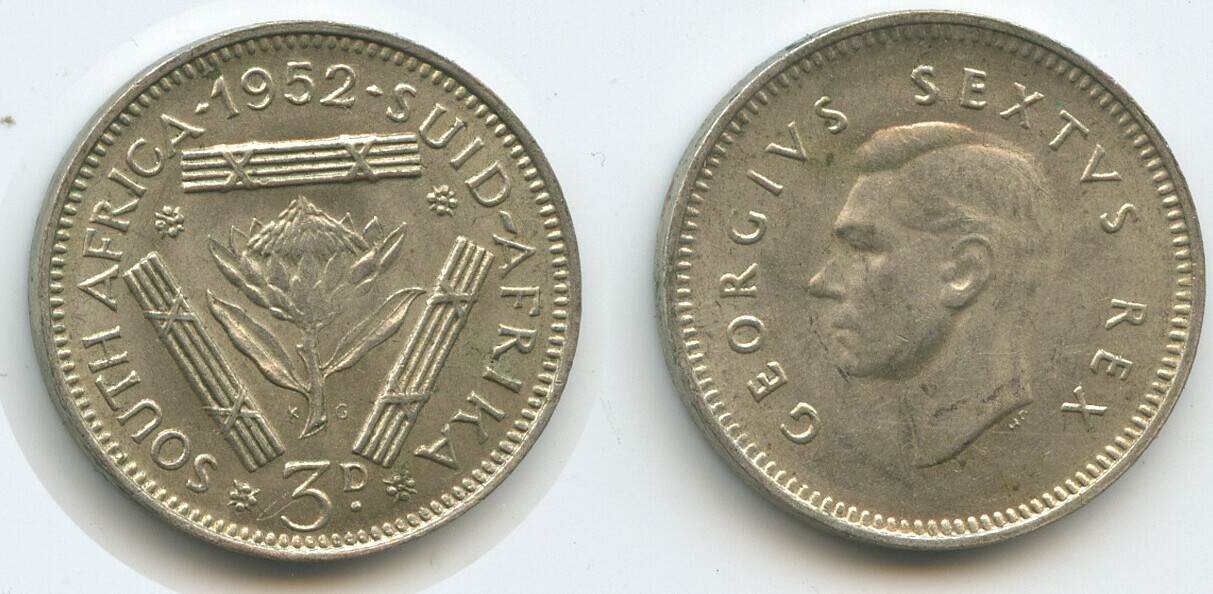 Südafrika 3 Pence Silber 1952 H1465 George VI 1936 1952 South Africa