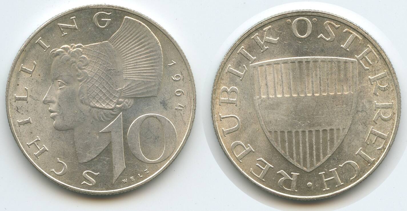 Österreich 2 Republik 10 Schilling Silber 1964 M 3016 RARES JAHR