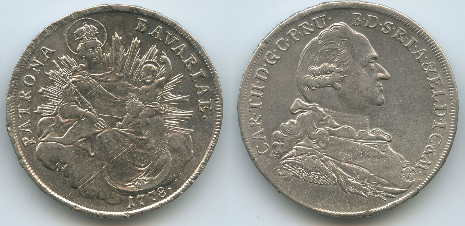 Bayern 1 Madonnentaler Silber 1778 München G7175 Karl Theodor 1777