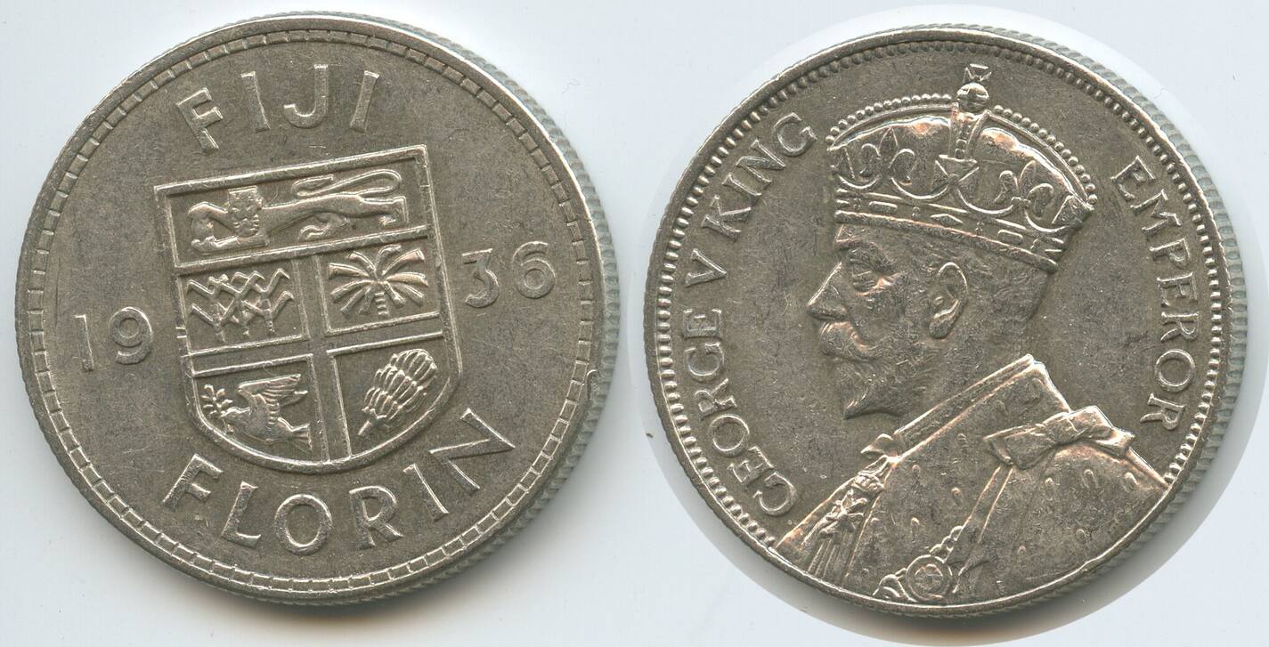 Fidschi Inseln One Florin Silber 1936 M 5918 King Georg V 1910 1936