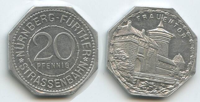 Deutsches Reich Kaiserreich 20 Pfennig Notgeld Strassenbahnmarke Nd