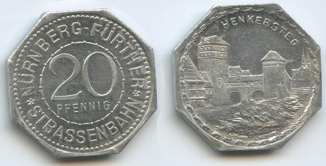 Deutsches Reich Kaiserreich 20 Pfennig Notgeld Strassenbahnmarke Nd