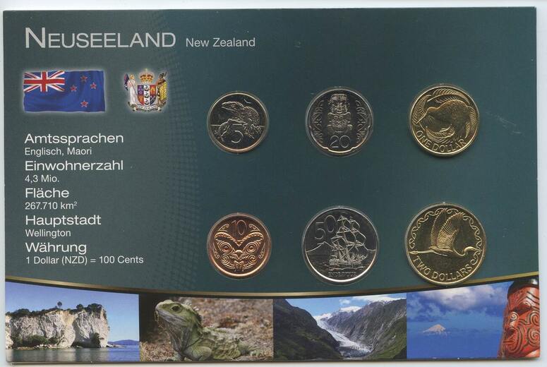 Neuseeland New Zealand 5 Cents 2 Dollars KMS 2000 2009 GN490j