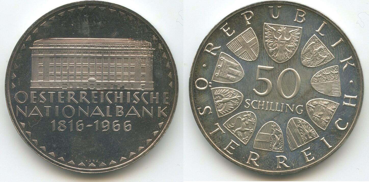 Österreich 2 Republik 1945 2001 50 Schilling 1966 GS1430 Proof