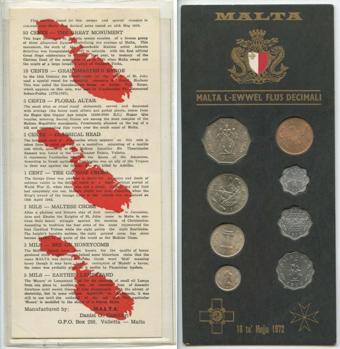 Kursmünzensatz 1972 GN712 Malta KMS Original Coin Mint Set RAR MA Shops