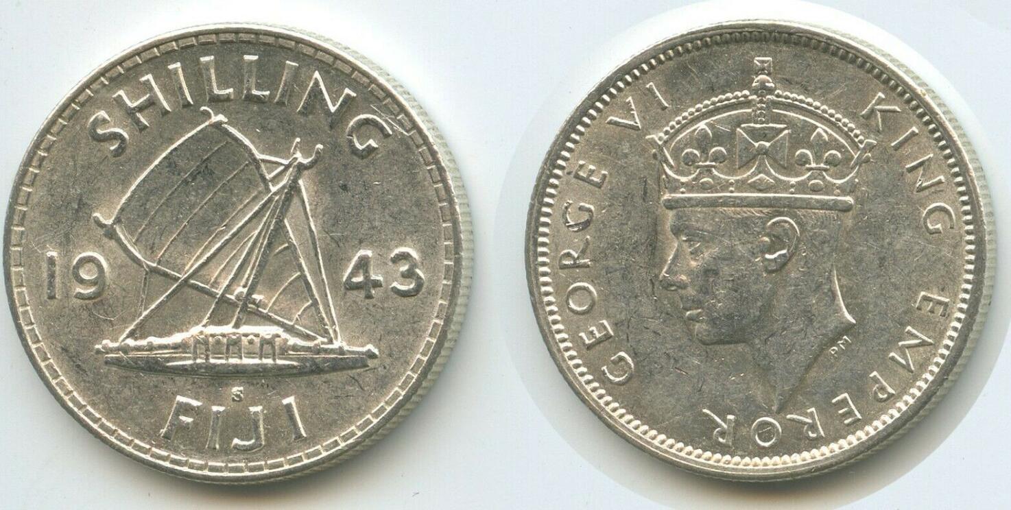 Fidschi Inseln Fiji One Shilling Silber 1 Shilling 1943 S G7526