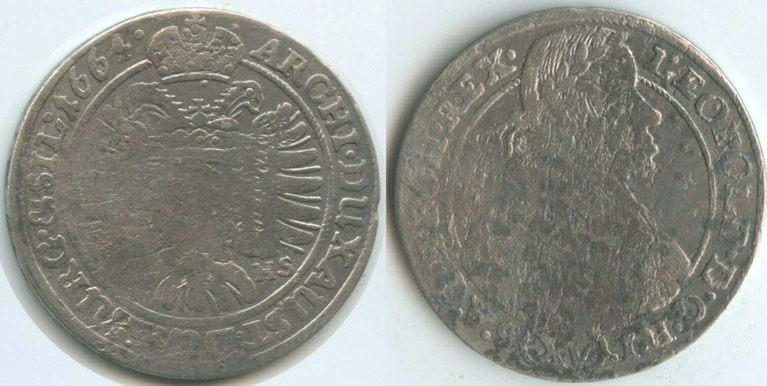 RDR Schlesien Breslau XV Kreuzer 1664 SHS G5229 Leopold I 1658 1705