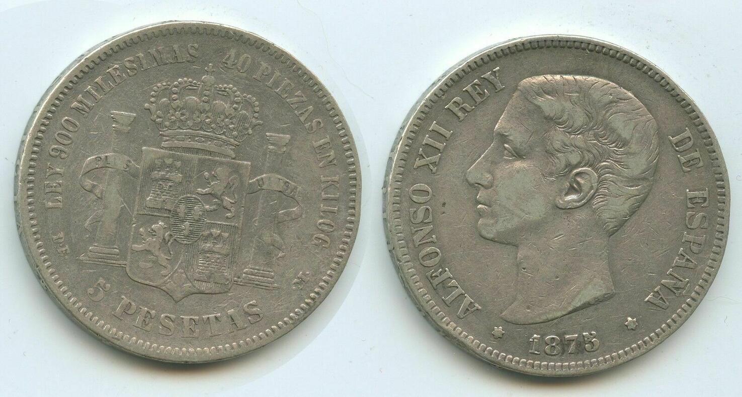 Spanien K Nigreich Pesetas Silber De M G Alfonso Xii