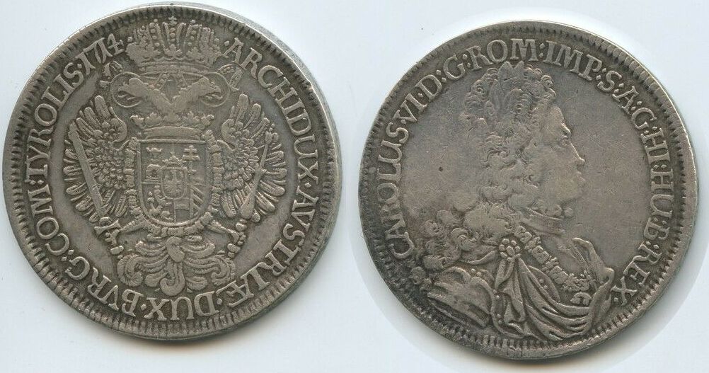 RDR Österreich Hall in Tirol 1 Taler Silber 1714 GB1227 Karl VI 1711