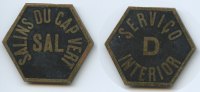 Kapverden Insel Sal D Token M#3590 - Cape Verde SAL - Salins du Cap Vert Servico D Interior Token SEHR RAR