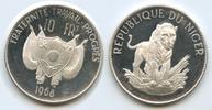 Niger 10 Francs Löwe Niger 10 Francs 1968 Lion Silver Proof - feine Kratzer
