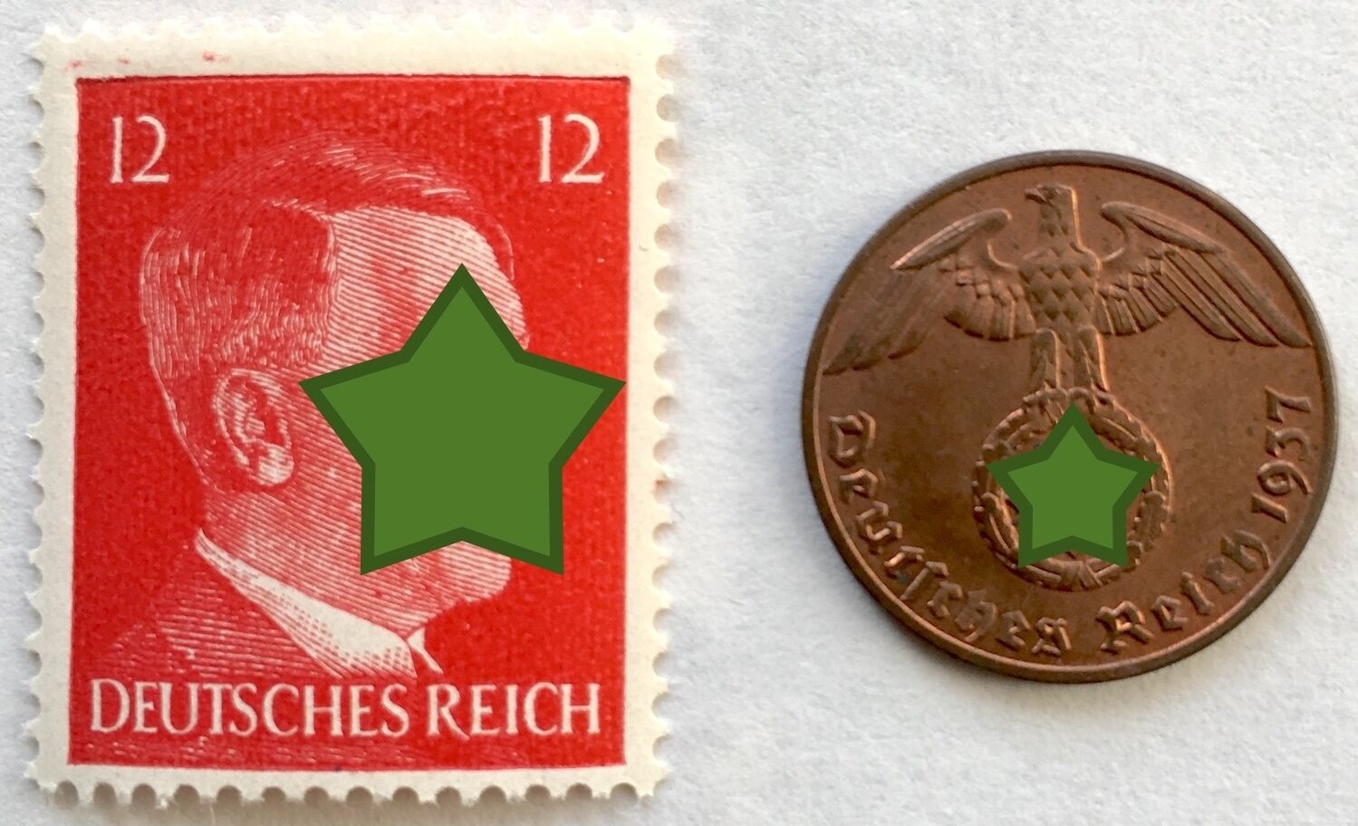 Drittes Reich Reichspfennig Briefmarke Adolf Hitler Mit