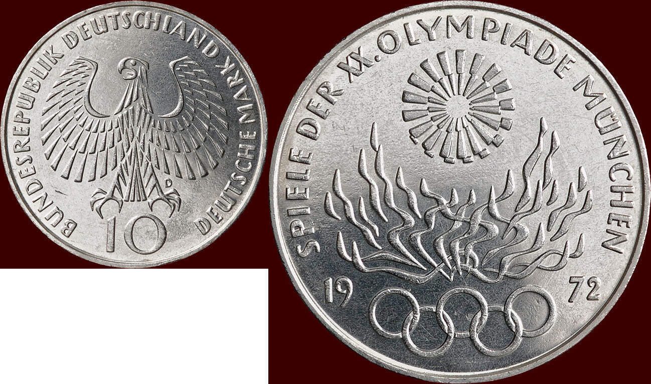 10 Mark GERMANY BRD 1972 D München OLYMPIADE MÜNCHEN 1972 unz