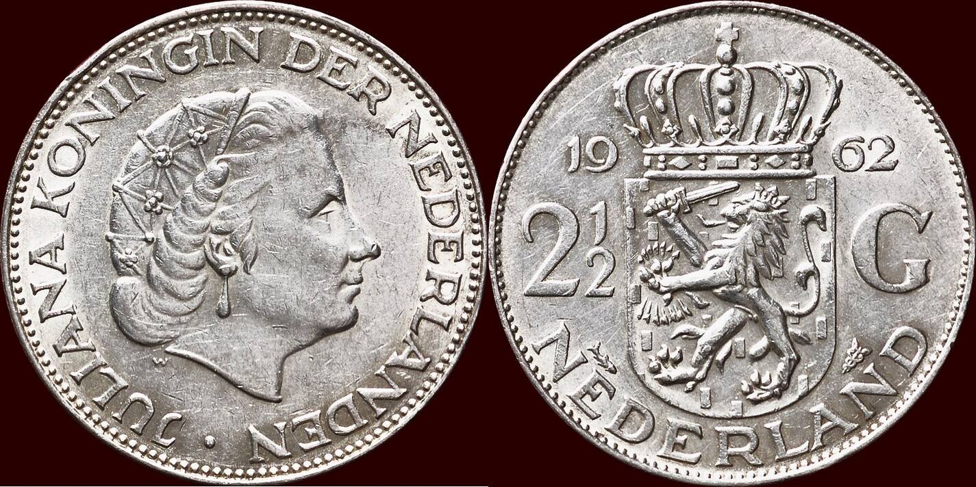 Koninkrijk der Nederlanden 2 ½ Gulden 1962 NEDERLAND NETHERLANDS