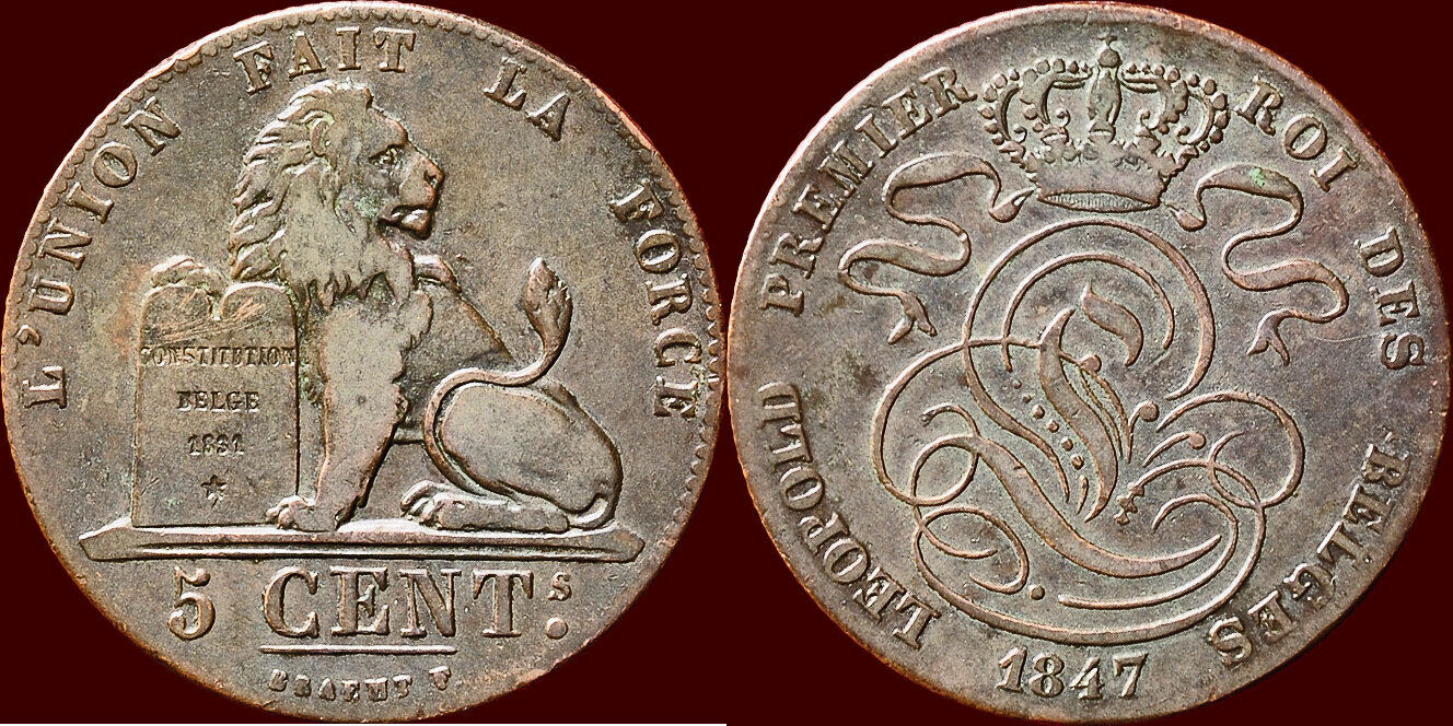 Centimes Belgium Kingdom Leopold I Ss Ma Shops