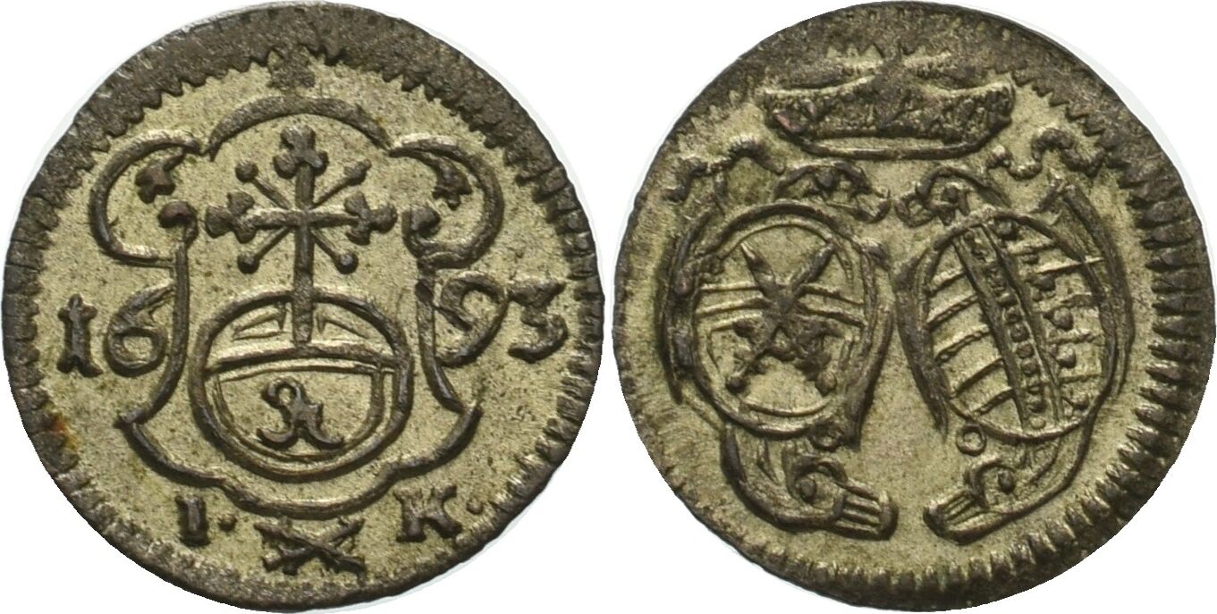 Sachsen Kurlinie Ab 1547 Albertiner Pfennig 1693 Johann Georg IV