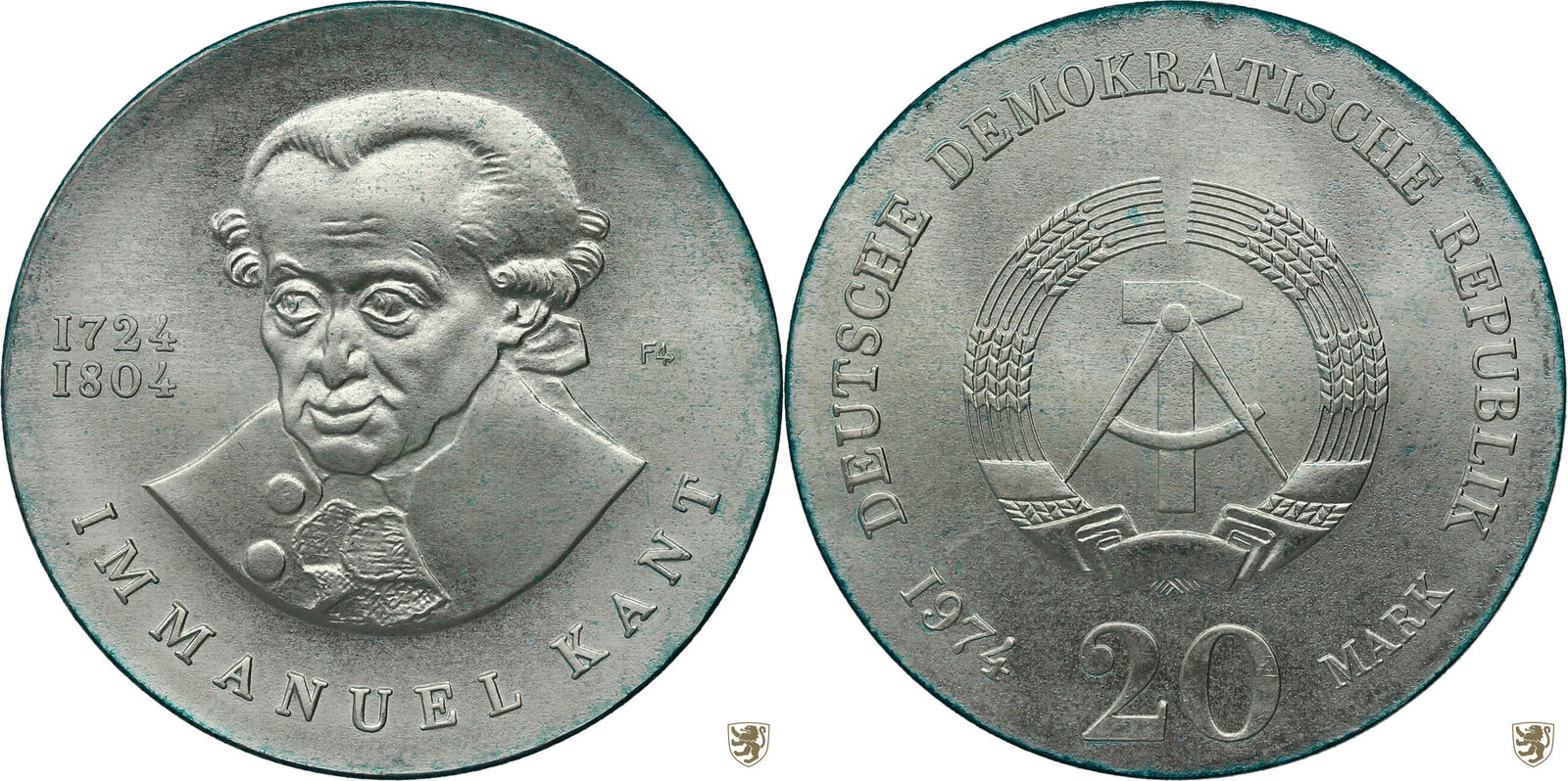 DDR 20 Mark 1974 Immanuel Kant Stempelglanz MA Shops