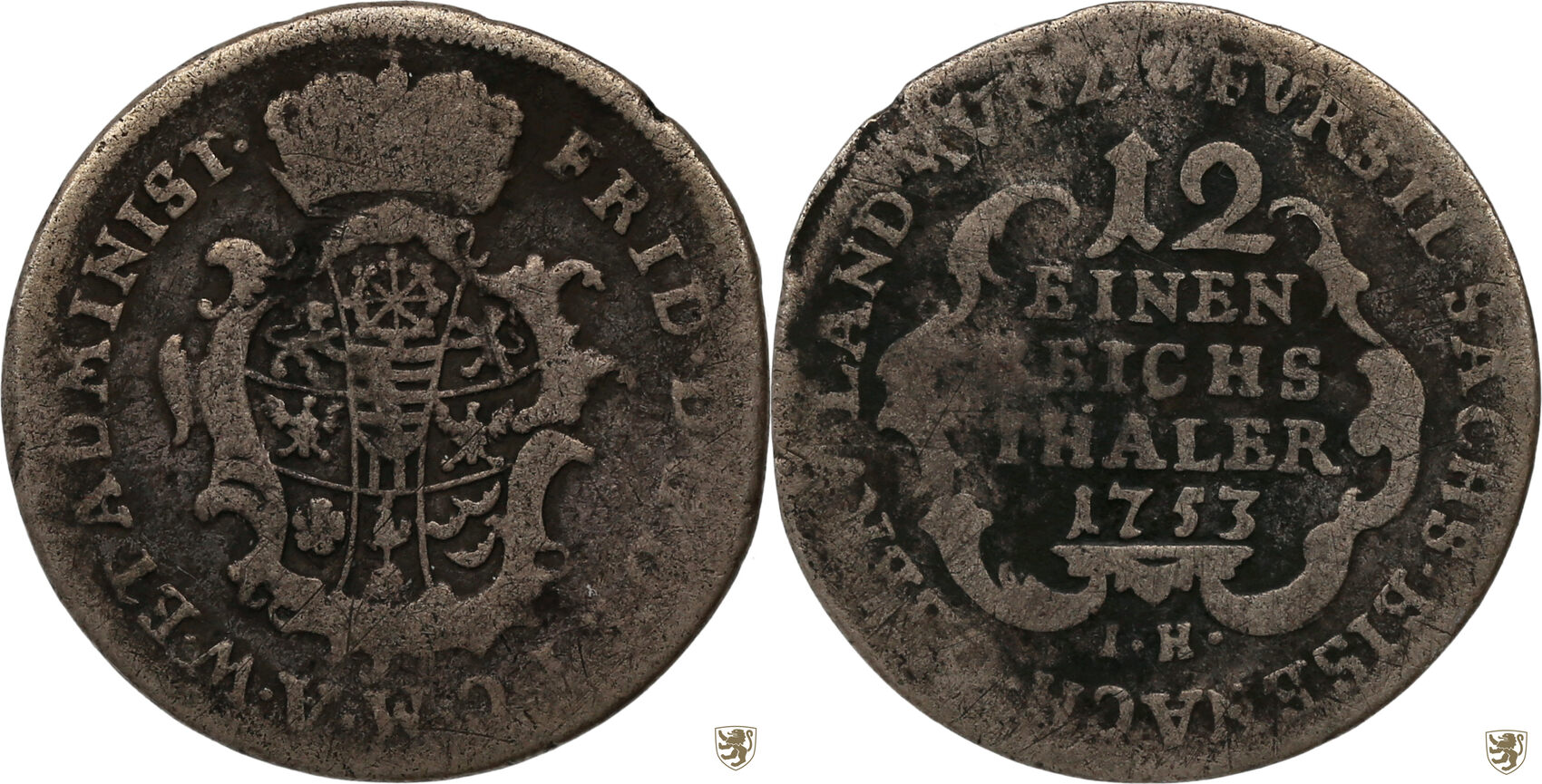 Sachsen Eisenach 1 12 Taler 1753 IH Friedrich III Von Sachsen Gotha