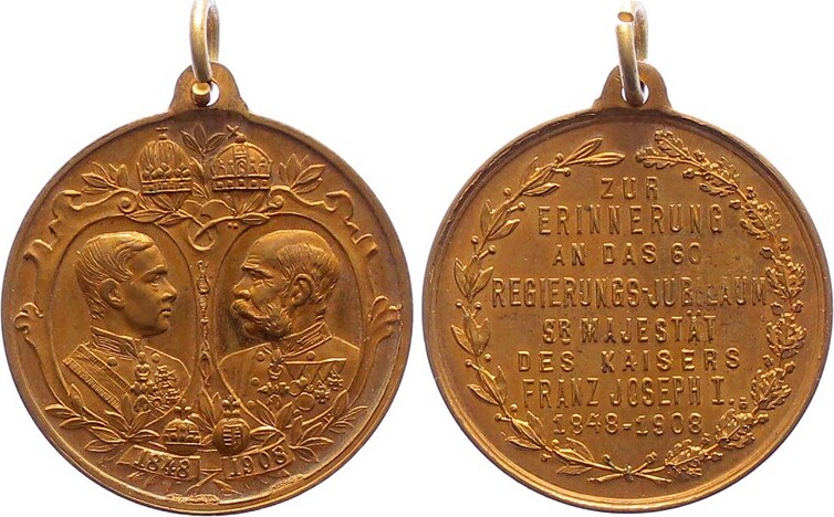 Haus Habsburg Vergoldete Bronzemedaille Franz Joseph I