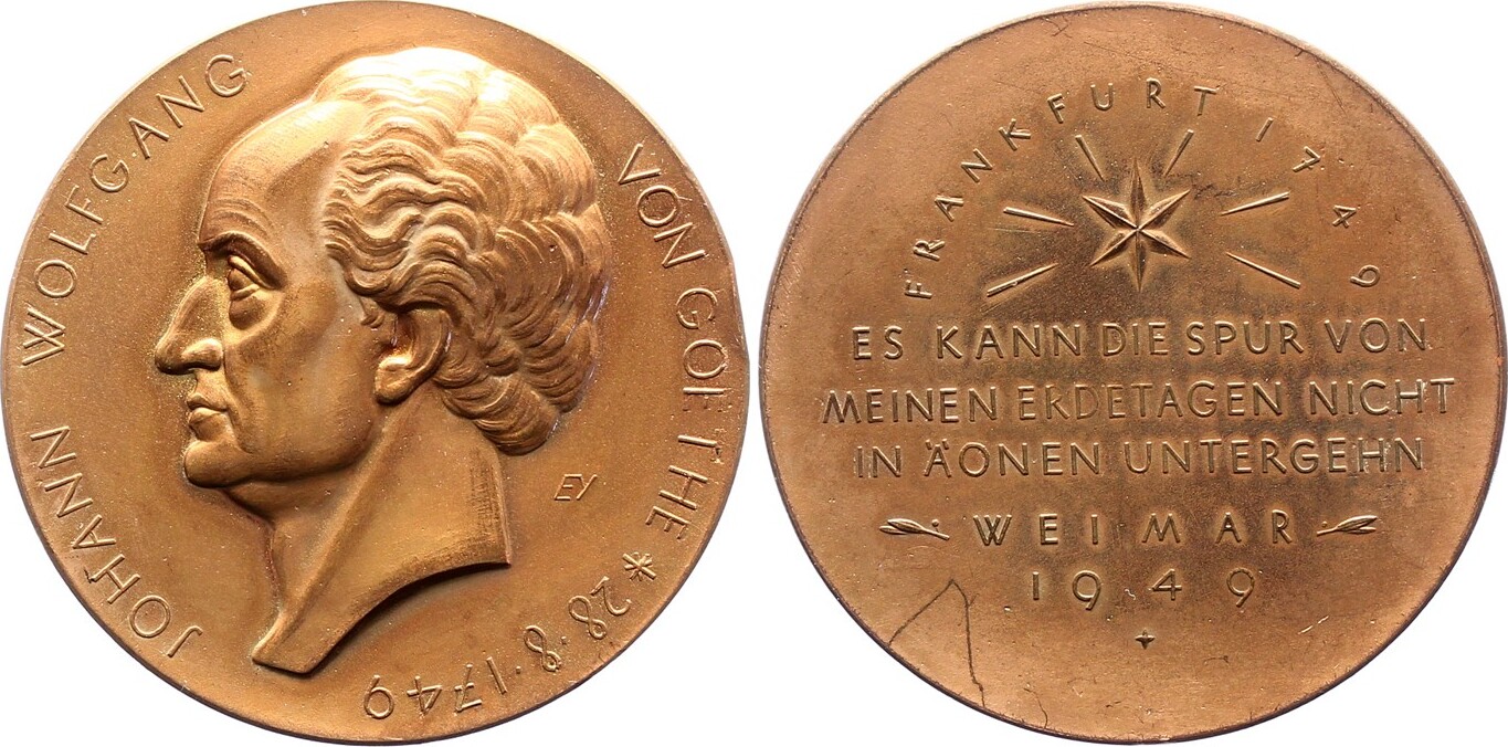 Personenmedaillen Bronzemedaille Goethe Johann Wolfgang Von