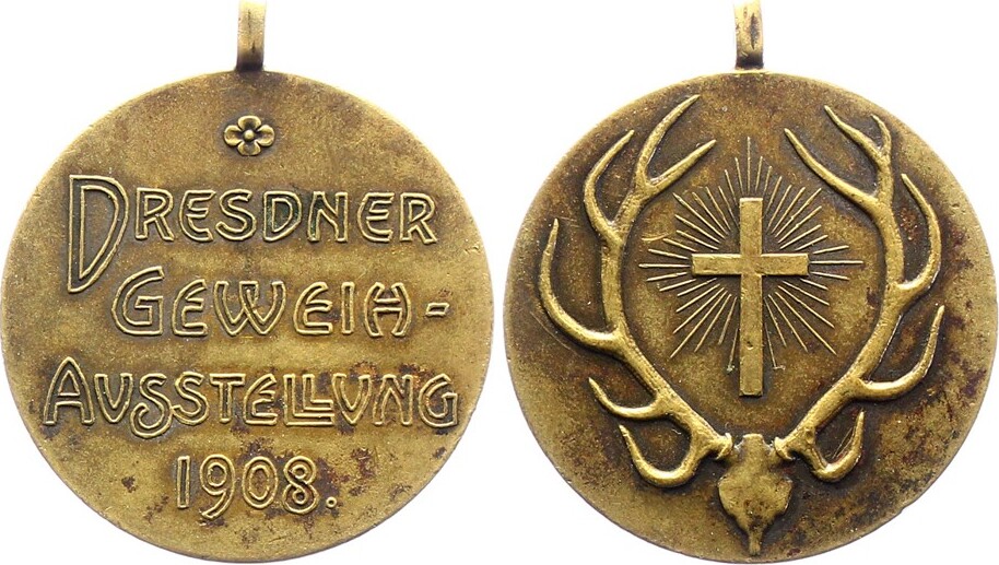 Sachsen Dresden Stadt Bronzemedaille 1908 Winz Randfehler Winz