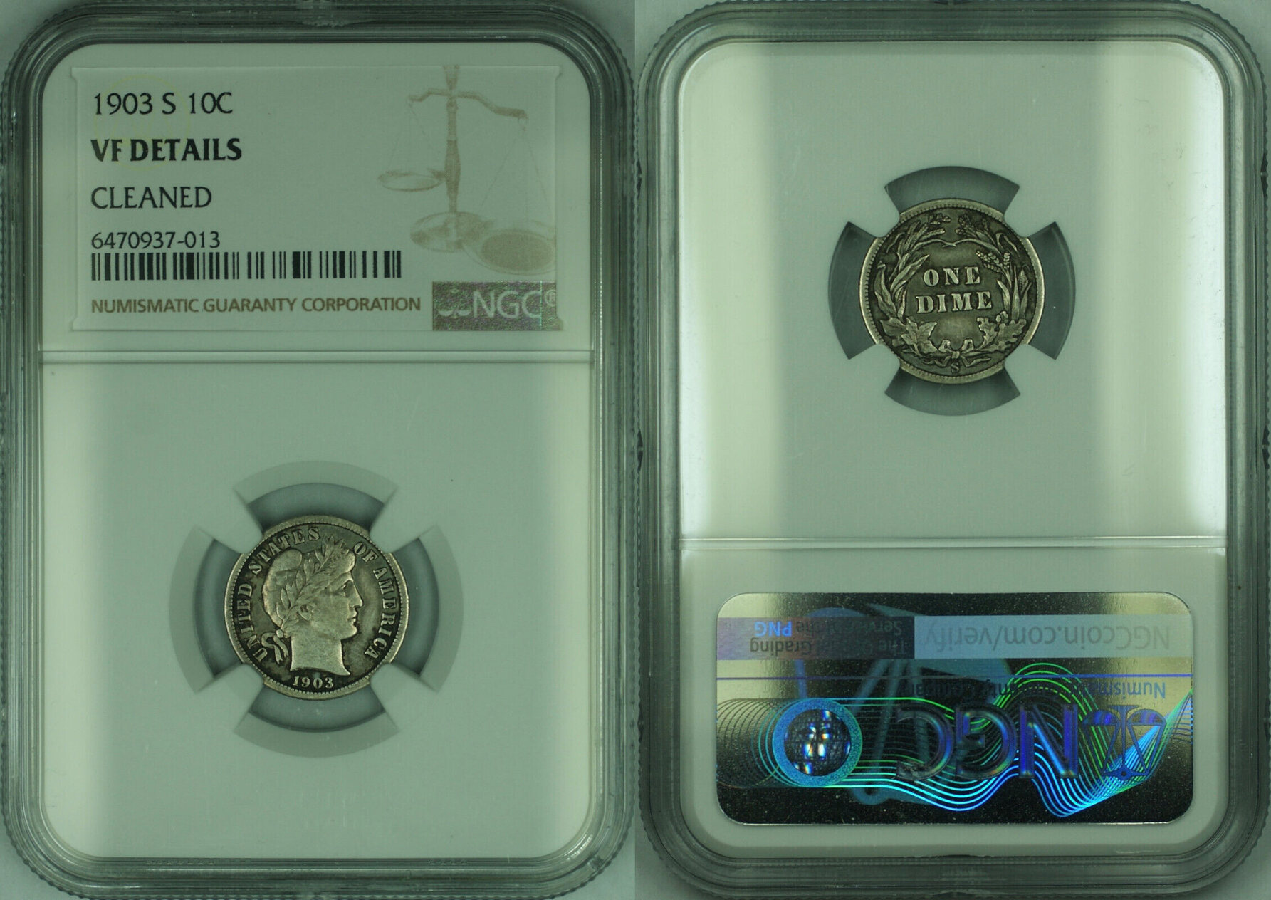 Usa Dime S Barber Silver C Coin Ngc Vf Details Cleaned Ma Shops