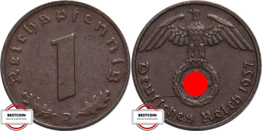 Dritte Reich Pfennig D J Kursm Nze Ss Vz Ma Shops