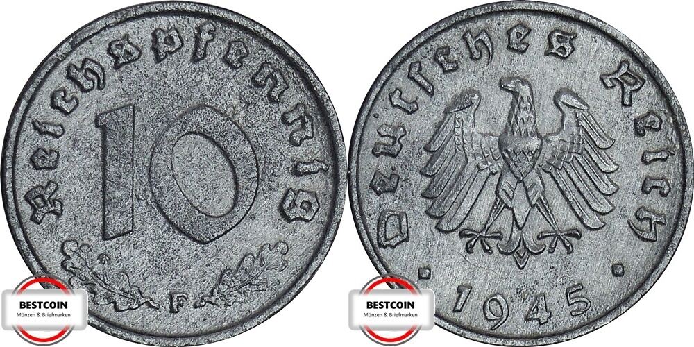 ALLIIERTE BESATZUNG 10 Pfennig 1945 F J 375 Prägung unter alliierter