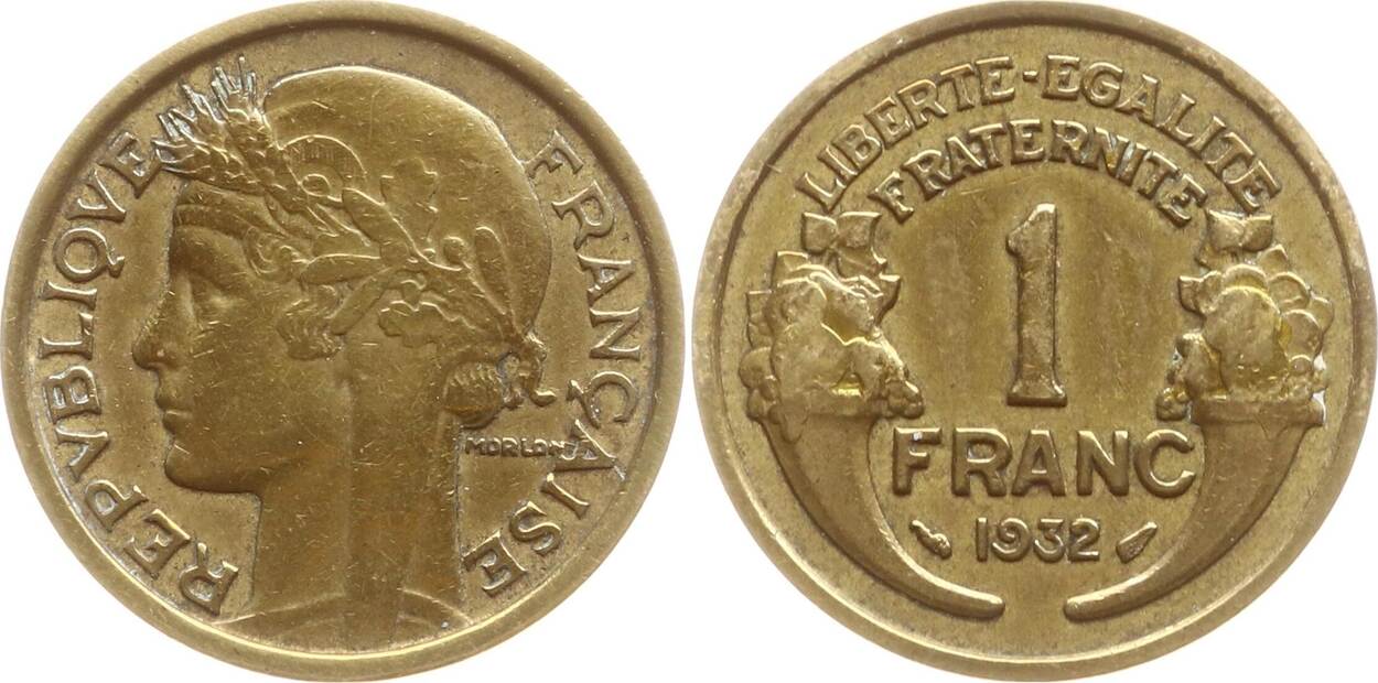 Frankreich 3 Republik 1 Franc 1932 Morlon Sehr schön MA Shops