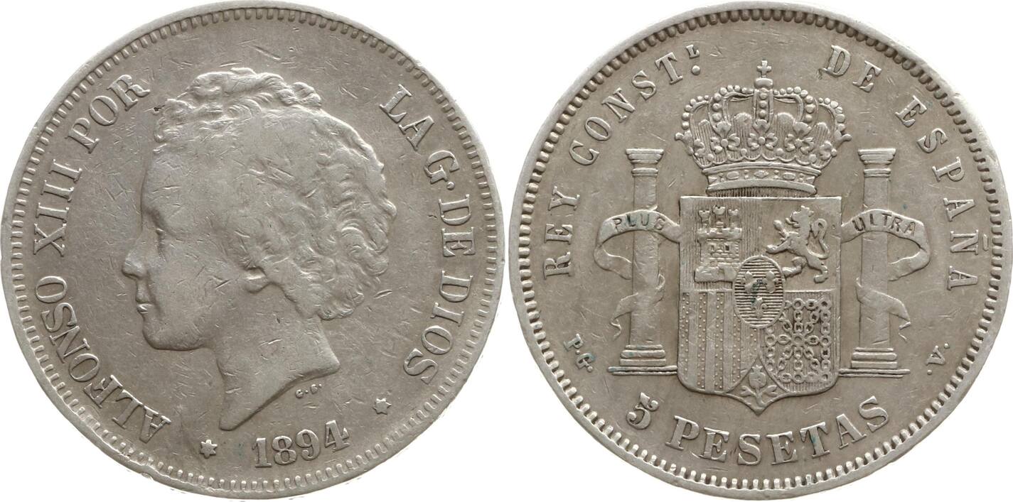 Spanien K Nigreich Pesetas Alfonso Xiii Sehr